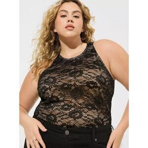 NWT Torrid Stretch Lace High Neck Sleeveless Tank Top Shirt Plus Size 3X (22/24)